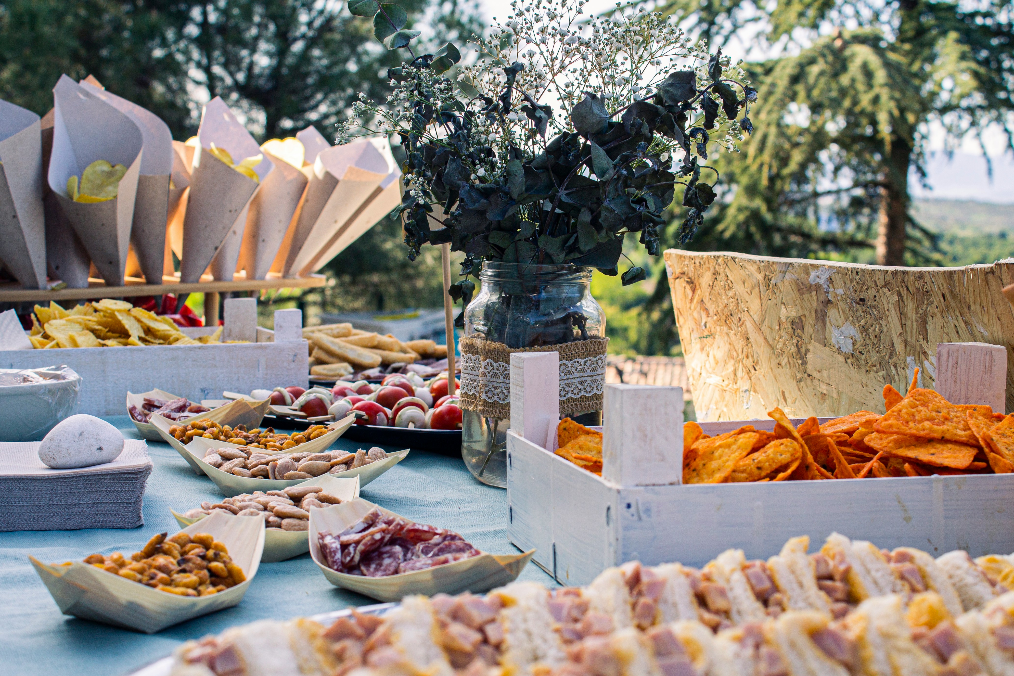 Catering table ready to serve