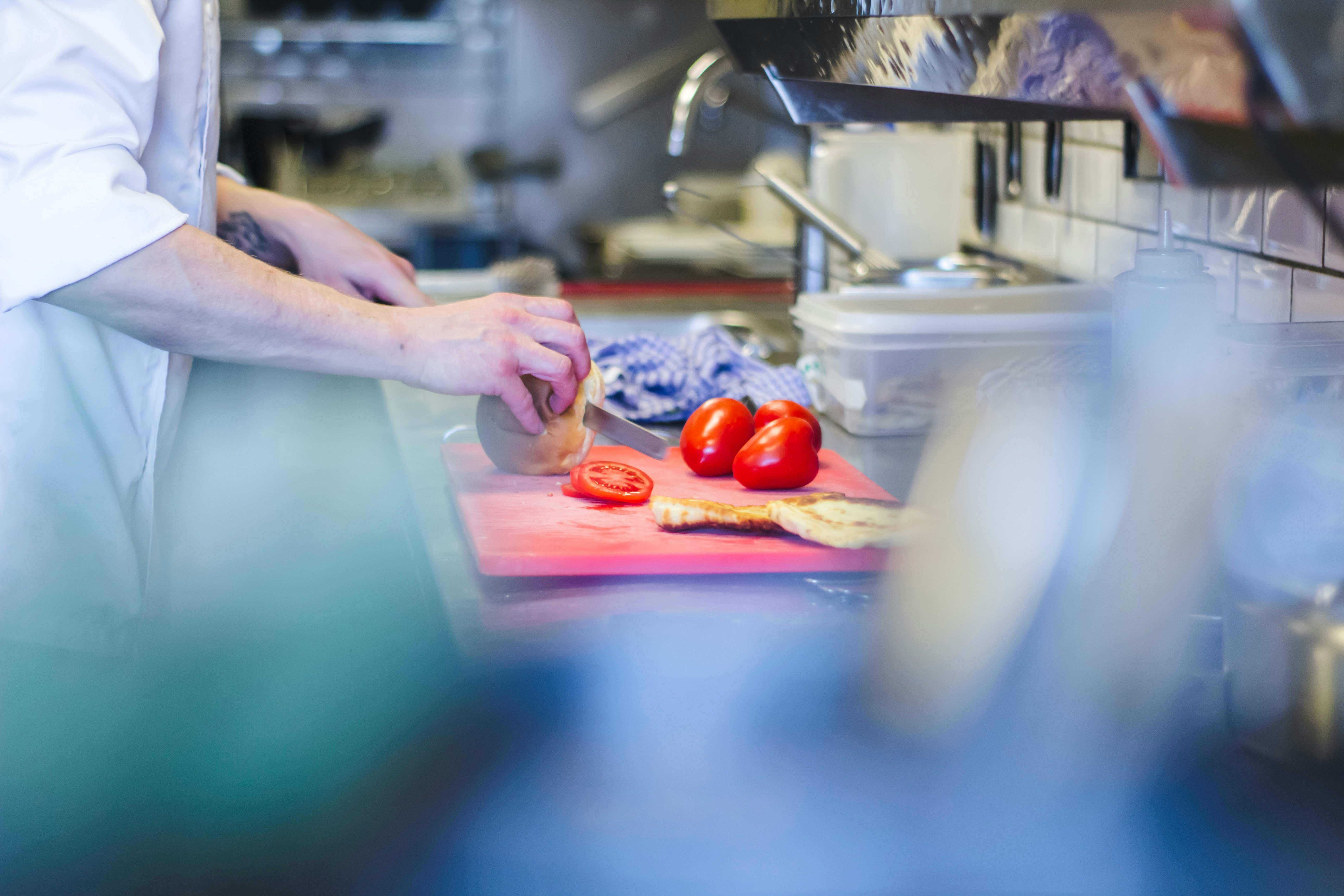Chef preparing food with care
