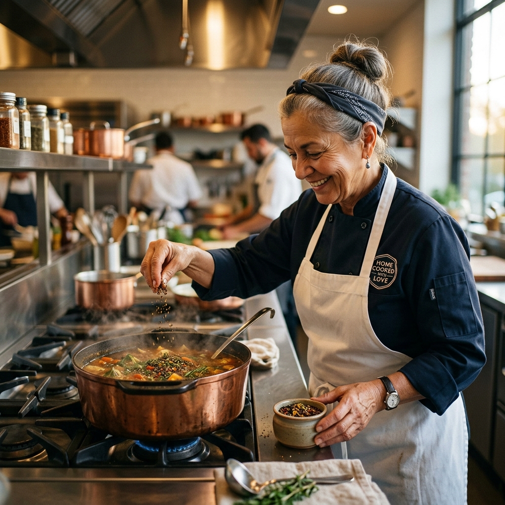 Traditional cooking with mother's secret ingredient
